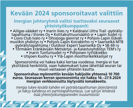 Ehdota sponsorointiyhteistyötä – syksyn 2024 haku on 16.-27.9.2024